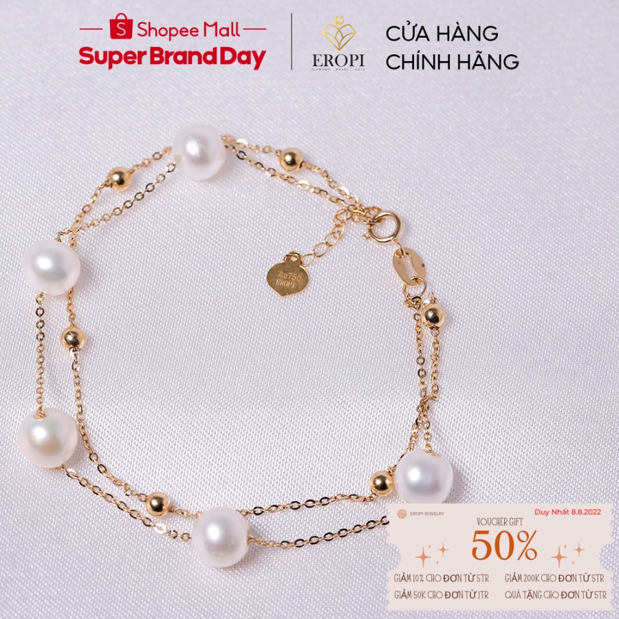 Lắc tay ngọc trai Freshwater tròn 6-7mm 18k