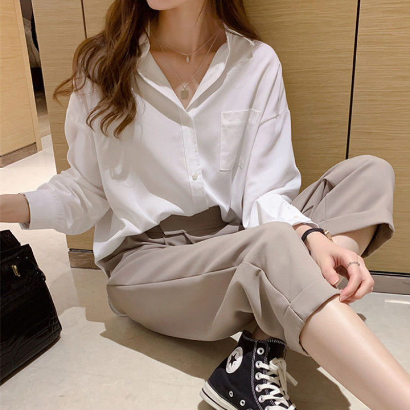 Áo Sơ Mi Nữ Tay Dài Cổ Chữ V Thời Trang