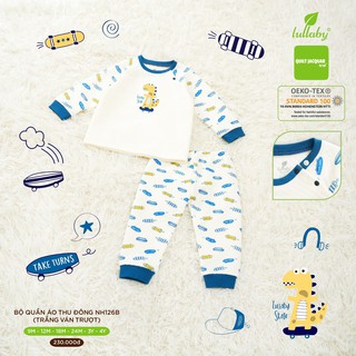 Bộ quần áo chần bông Lullaby NH126B, bộ thu đông bé trai, bé gái siêu nhẹ