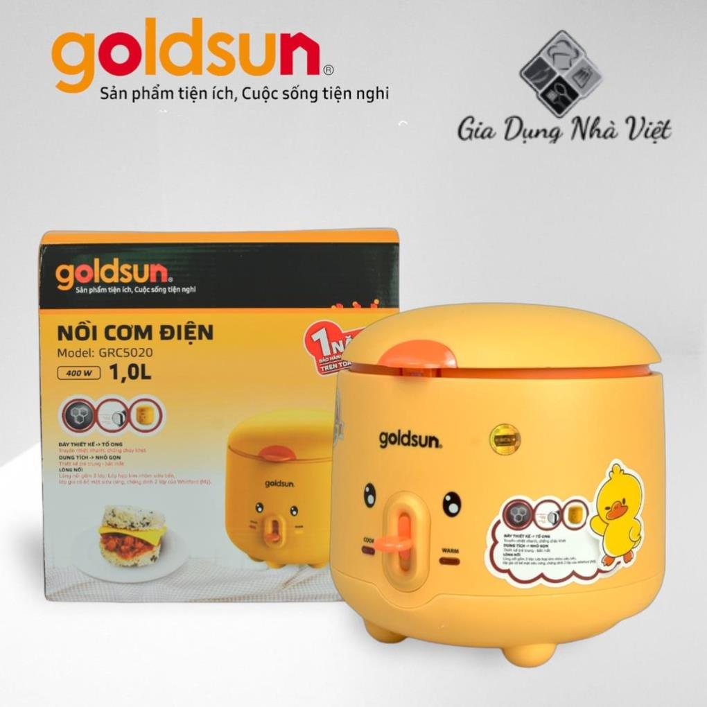Nồi cơm điện 1L Goldsun GRC5020, chống dính 2 mặt, nhựa PP sáng bóng - Chính hãng goldsun