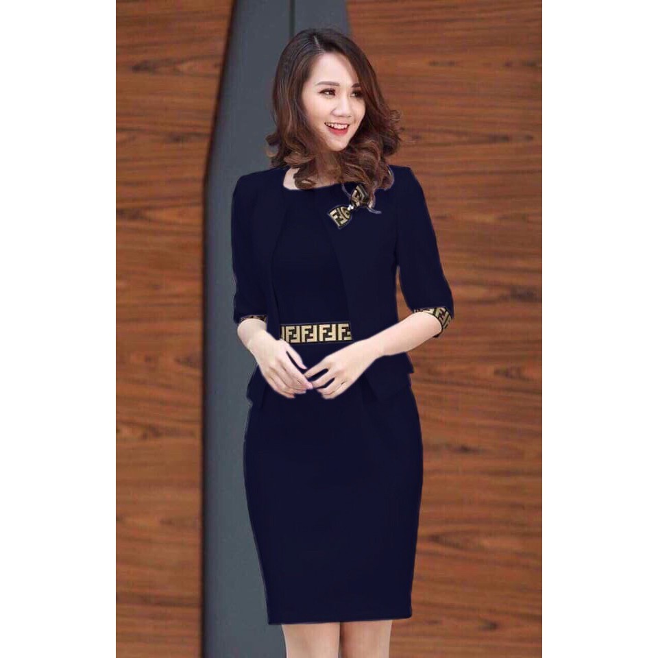 SET BỘ VEST CÔNG SỞ ÁO VEST KÈM ĐẦM THIẾT KẾ CAO CẤP CÓ TÚI | BigBuy360 - bigbuy360.vn