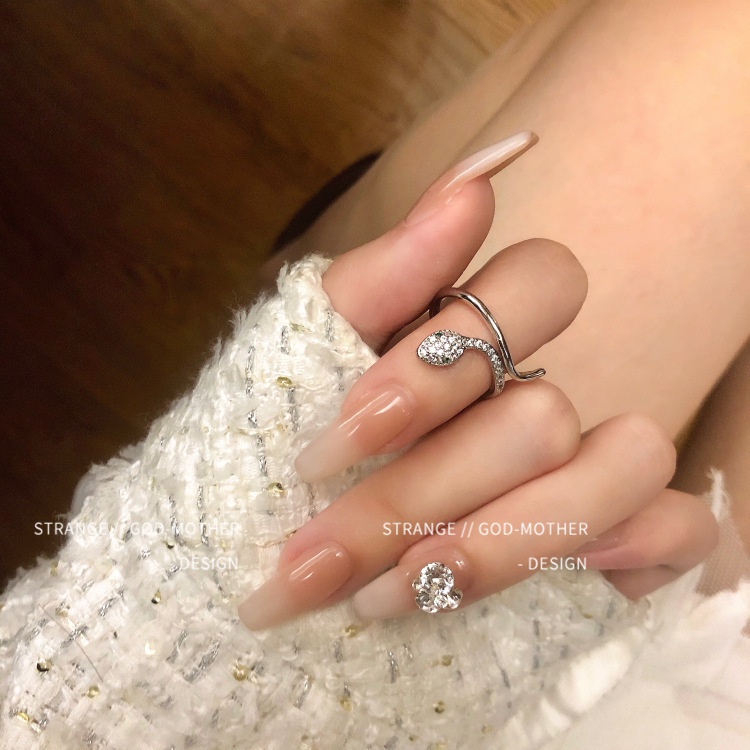 Nhẫn Hở Hình Rắn Đính Đá Zircon Phong Cách Hàn Quốc Có Thể Điều Chỉnh Cho Nữ