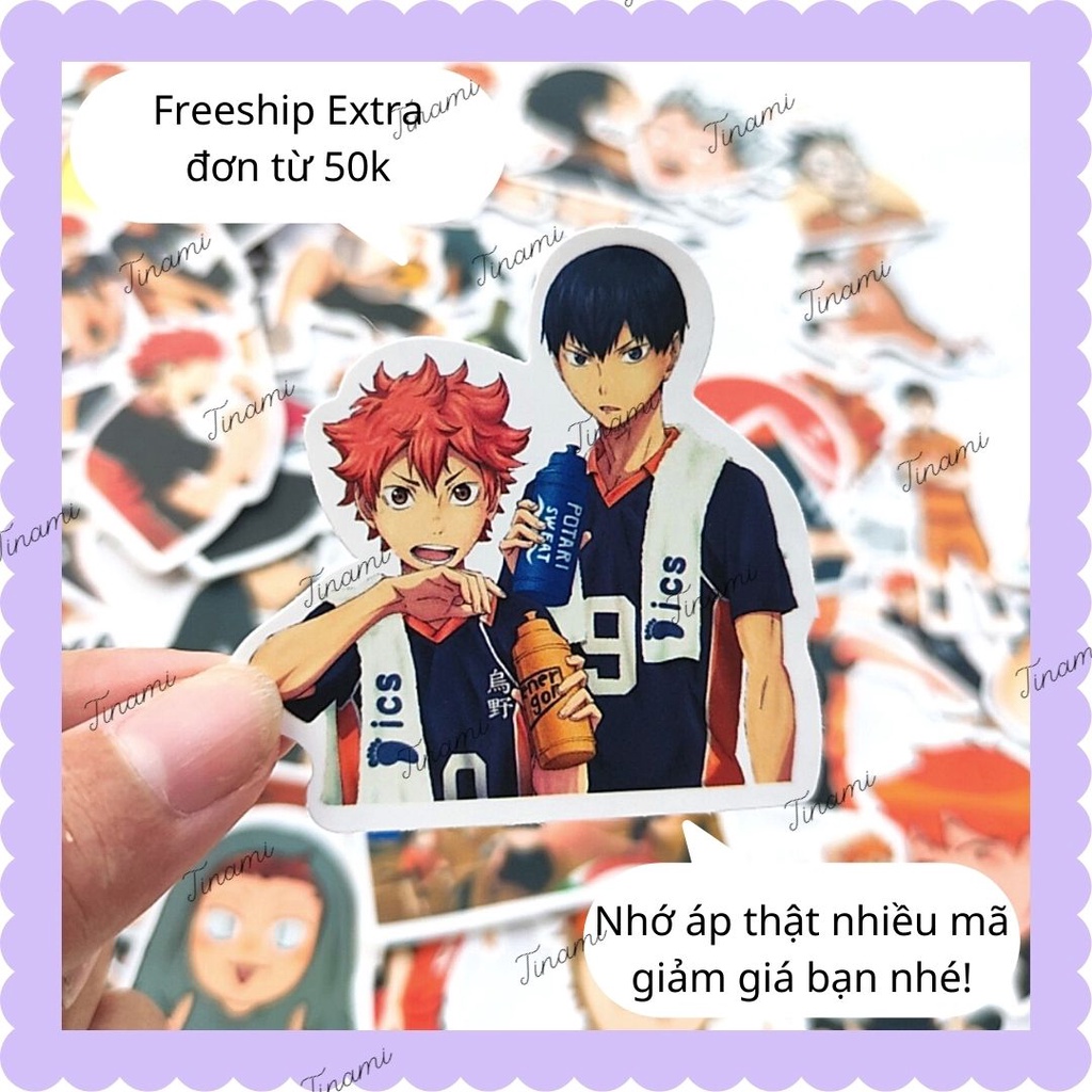 50 Sticker Vua bóng chuyền Haikyuu hình dán anime manga chống nước trang trí làm quà cho fan Tinami HAIKYUU-001