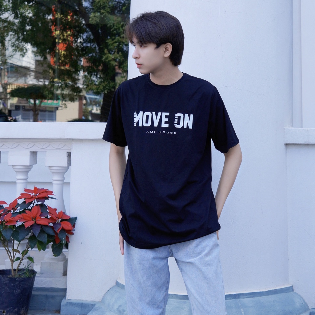 Áo thun tay lỡ Amihouse phông form rộng move on