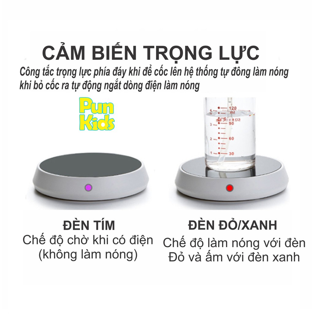 Đế Giữ Nhiệt Cốc/Bình Sữa/Trà /Cà phê Cảm Biến Trọng Lượng Tự Làm Nóng Khi Có Cốc hoặc Tự Ngắt Khi Không Có Cốc