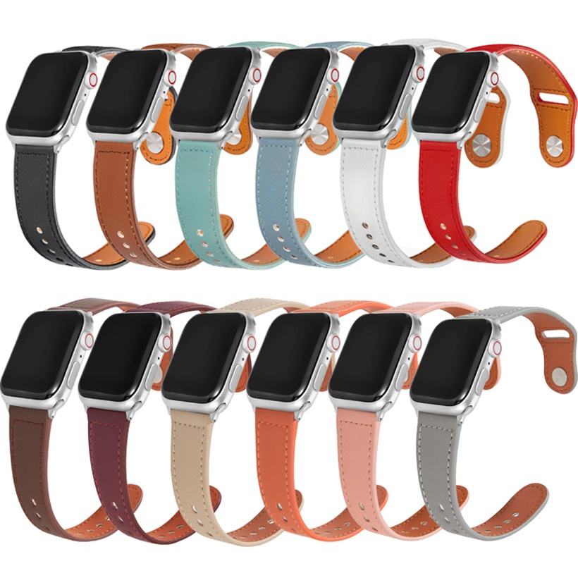 Dây Đeo Bằng Da Thay Thế Cho Đồng Hồ Thông Minh Apple Watch Series 8 / 7 / 6 / 5 / 4 / 3 / 2 / 1 / SE iWatch 49mm 45mm 41mm 38mm 42mm 40mm 44mm