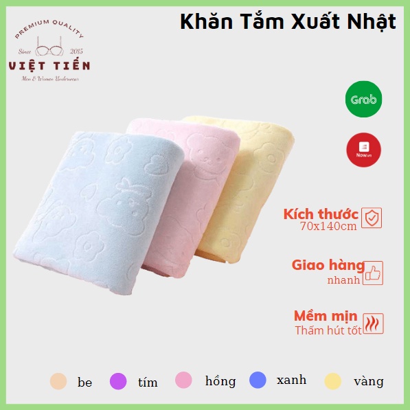 Khăn tắm khổ lớn xuất nhật siêu mềm họa tiết in chìm kích thước 1m4*70cm  Việt Tiến ACC44