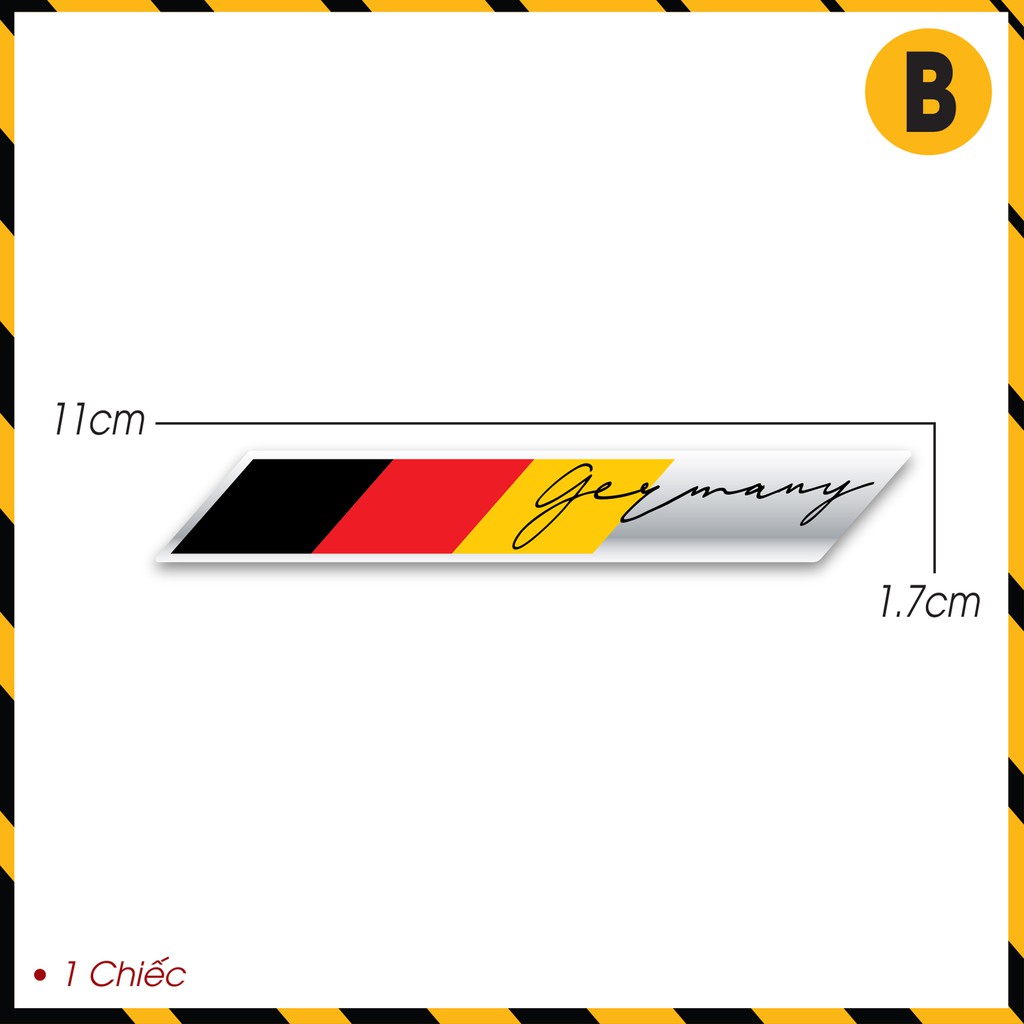 Tem Dán Xe Cờ Đức Dán Mọi Loại Xe, Thiết Bị Công Nghệ - Nhãn Dán Germany Cao Cấp Chống Nước, Bền Màu