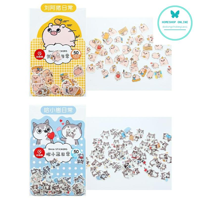 Set 50 sticker hoạt hình thú cưng dễ thương - HOME SHOP ONLINE