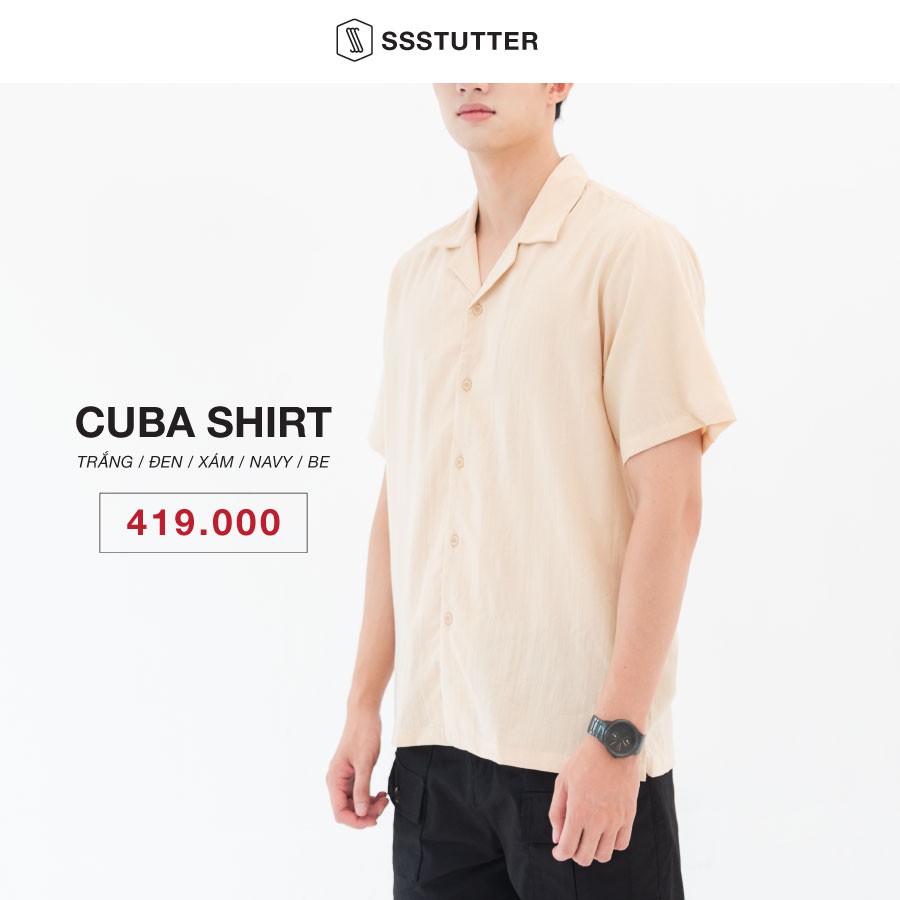 Áo sơ mi nam ngắn tay thiết kế cổ cuba SSSTUTTER vải Linen 5 màu Cuba Shirt | BigBuy360 - bigbuy360.vn