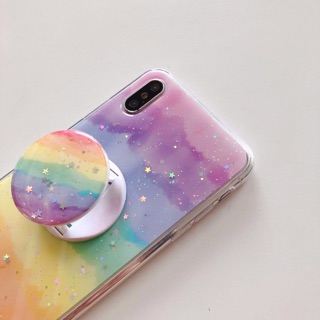 Ốp lưng Iphone nhựa dẻo kèm Popsocket - Rainbow Case 🌈