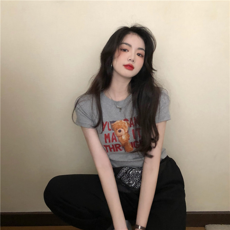 Áo Thun Nữ Tay Ngắn In Hình Gấu Thời Trang Hàn Quốc