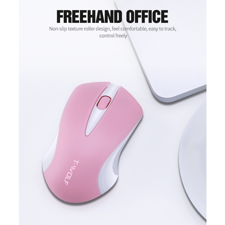 Chuột Laptop, Chuột Không Dây Q2 T-WOLF Kết Nối 2.4 GHZ Bấm Êm Siêu Bền Siêu Nhạy 1200 DPI, 3 Màu Đen - Trắng - Hồng