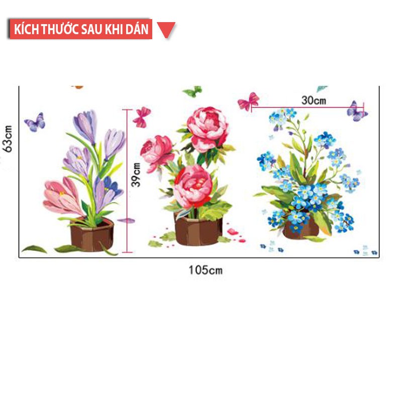 Decal Dán Tường - Giấy Dán Tường - lọ hoa - FlowerdecalAY7274