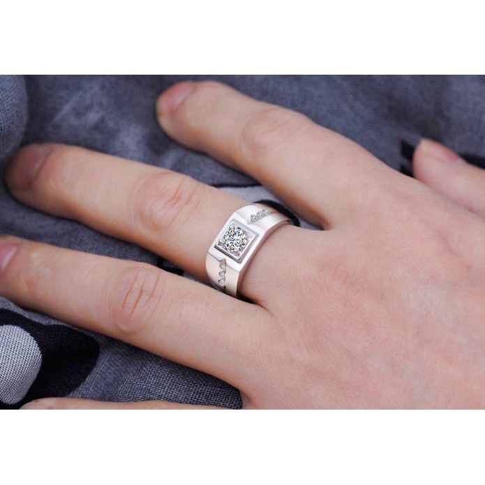 Nhẫn đeo tay kim loại khảm đá hình rồng cá tính dành cho nam