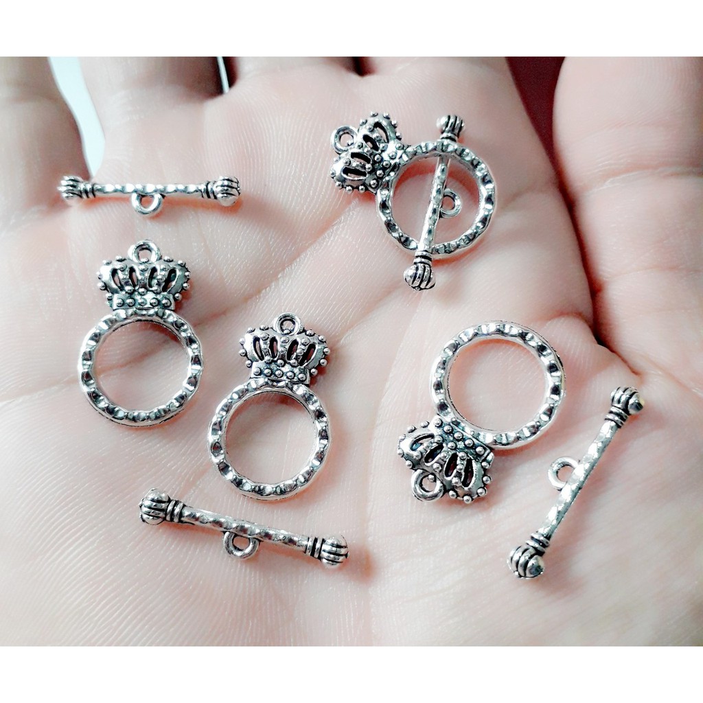 Charm chốt đầu vòng tay - dây chuyền : 1 cặp = 1.5k ( gồm 5 cây chốt + 5 vòng tròn ) [ charm sỉ bạc cổ giá rẻ TPHCM ]