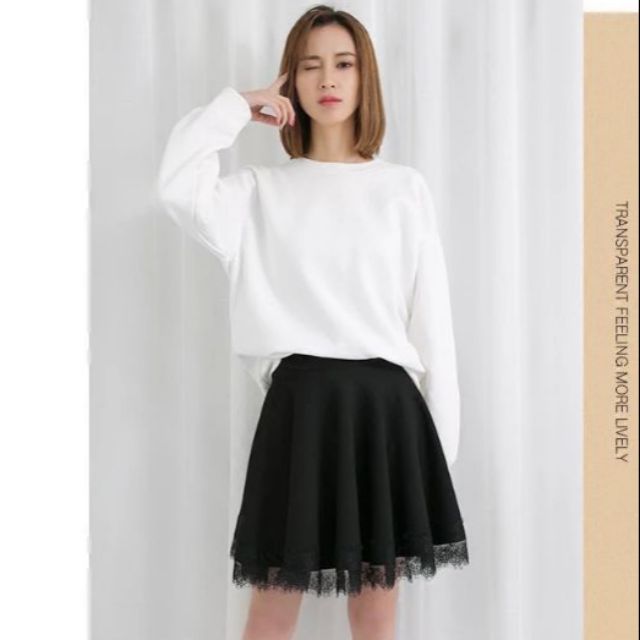 chân váy xòe tuyết mưa phối ren 50cm