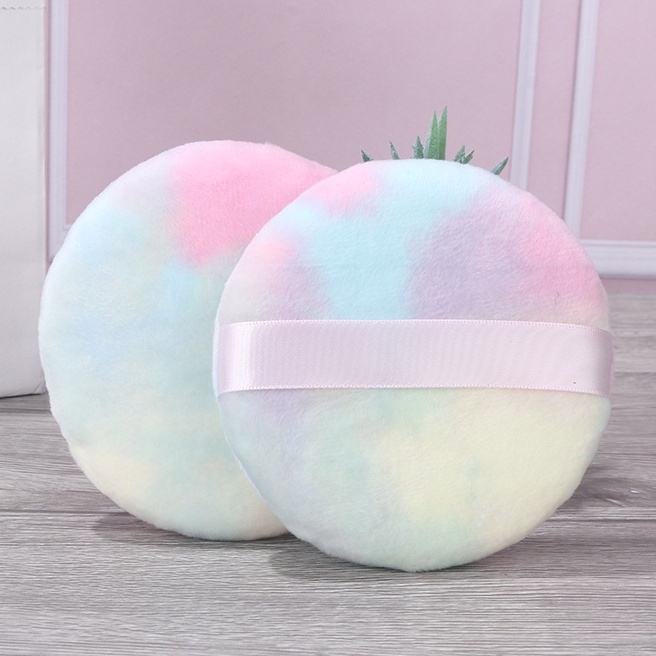 Mút đánh phấn phủ hình tròn kích thước lớn 10.5cm chất liệu bông phế phẩm