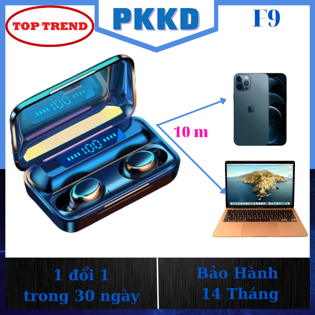Tai Nghe Bluetooth Không Dây F9 Level 5 Bản Pro 2022.Xa ĐT 10m Vẫn KếtNối Tốt- PKKD Store