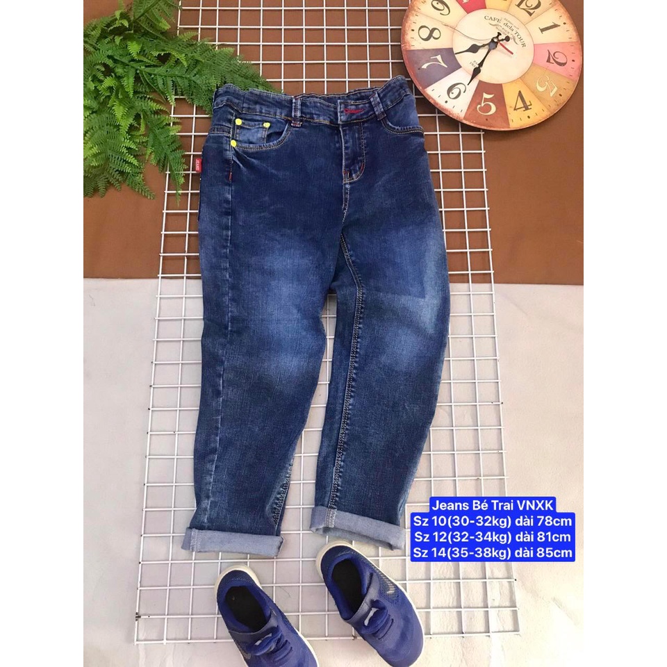 Quần Jeans dài bé trai size đại mặc đi học, đi chơi, hàng VNXK chất Jeans mềm, co giãn tốt