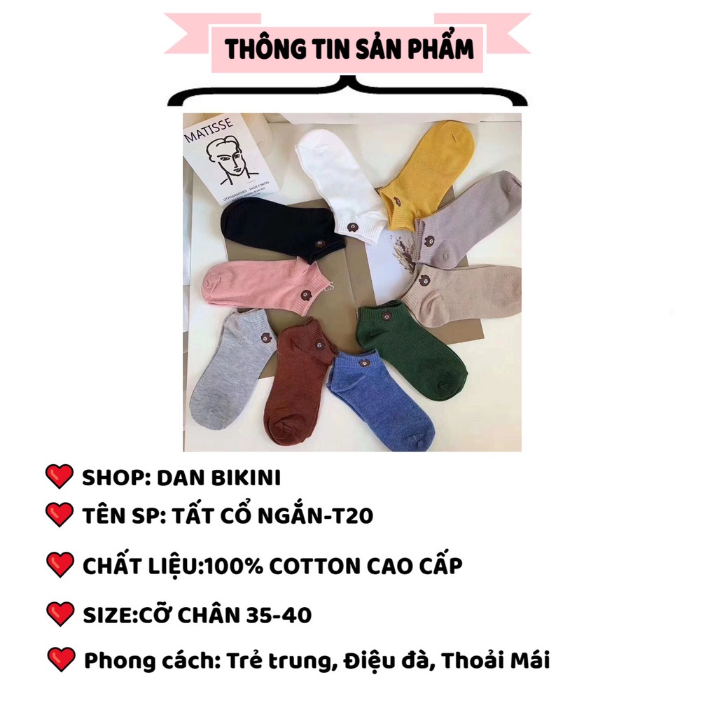 Tất Nữ ❤️FREESHIP❤️ Set 10 đôi tất gấu cố ngắn đóng túi zip xịn xò mã T20