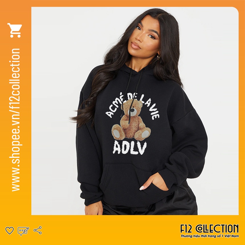 Áo khoác Hoodie nữ ADLV có mũ nỉ bông dày dặn cute giá rẻ F12 Collection HD001