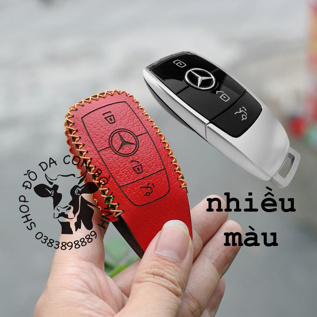 [Màu đỏ] Bao đựng chìa khoá Mercedes handmade da thật, bao da chìa khoá Mec (dòng mới 2019) 002