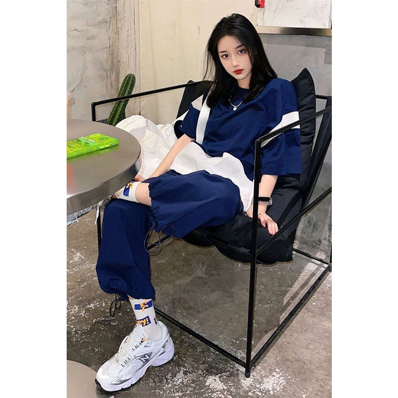Bộ đồ gồm áo và quần dài phong cách đường phố thời trang mùa hè dành cho nữ (có bán lẻ)