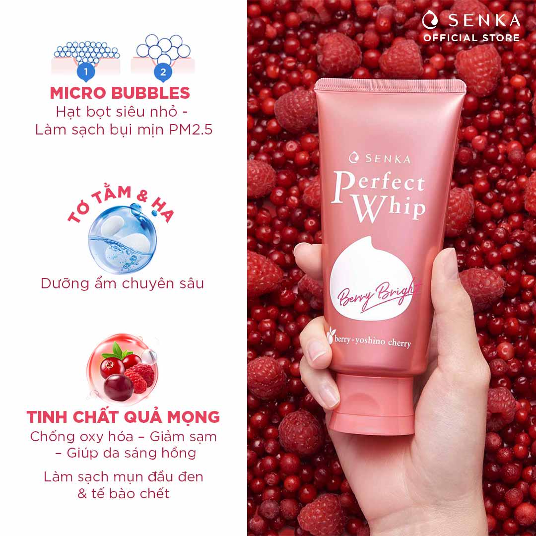 [Mã FMCGMALL -8% đơn 250K] Sữa rửa mặt Sạch sâu - Sáng hồng Senka Perfect Whip Berry Bright 100g | BigBuy360 - bigbuy360.vn