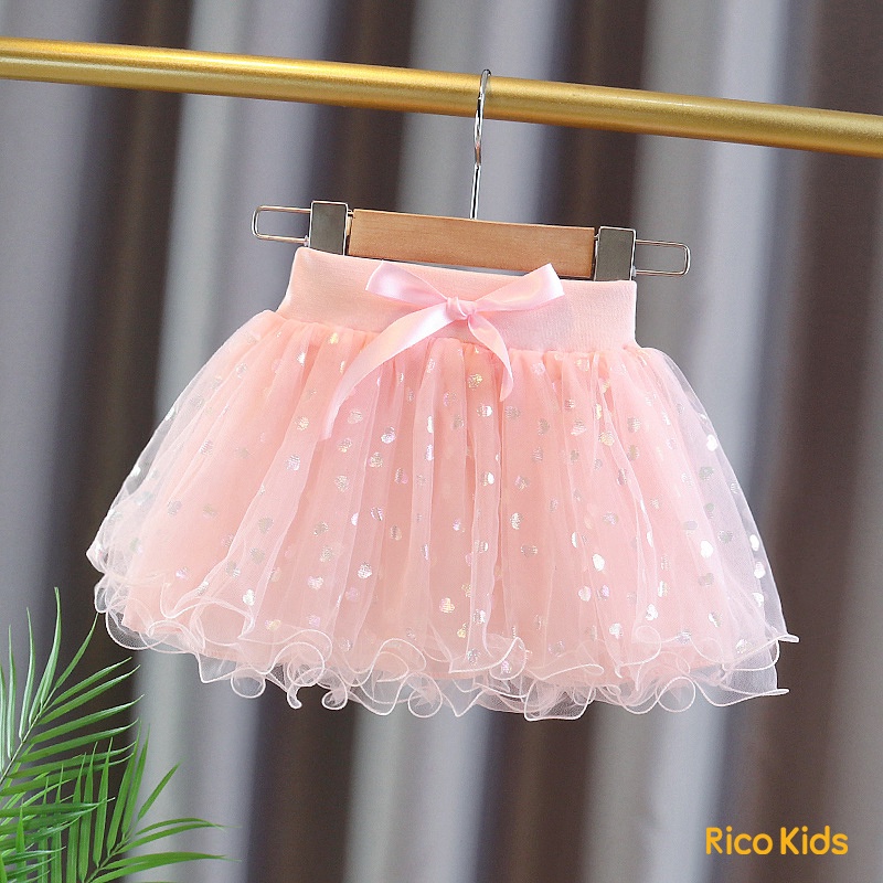 Chân váy voan công chúa từ 8kg đính kim tuyến hình trái tim bồng bềnh xòe tôn dáng mã C6