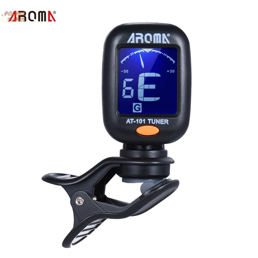 AROMA AT-101 Portable Mini Clip-on Digital Tuner with Foldable Rotating Clip High Sensitivity for Chromatic Guitar Bass Violin Ukulele