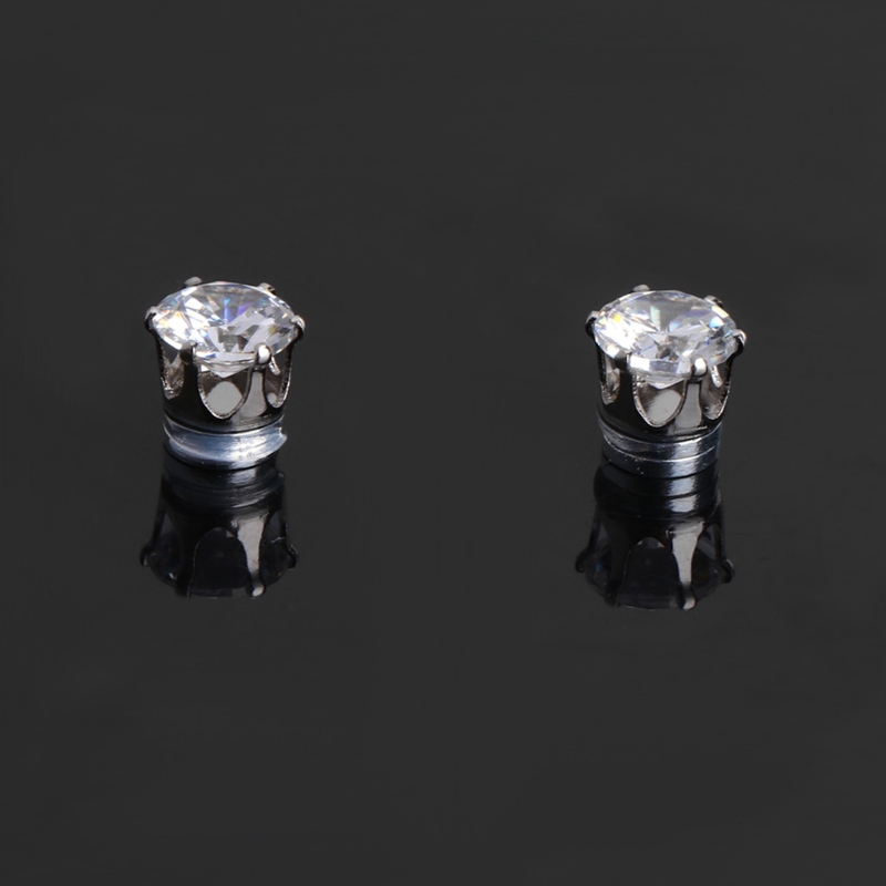 Khuyên Tai Nam Châm Đính Đá Zircon Không Cần Xỏ Lỗ Cho Nam Nữ