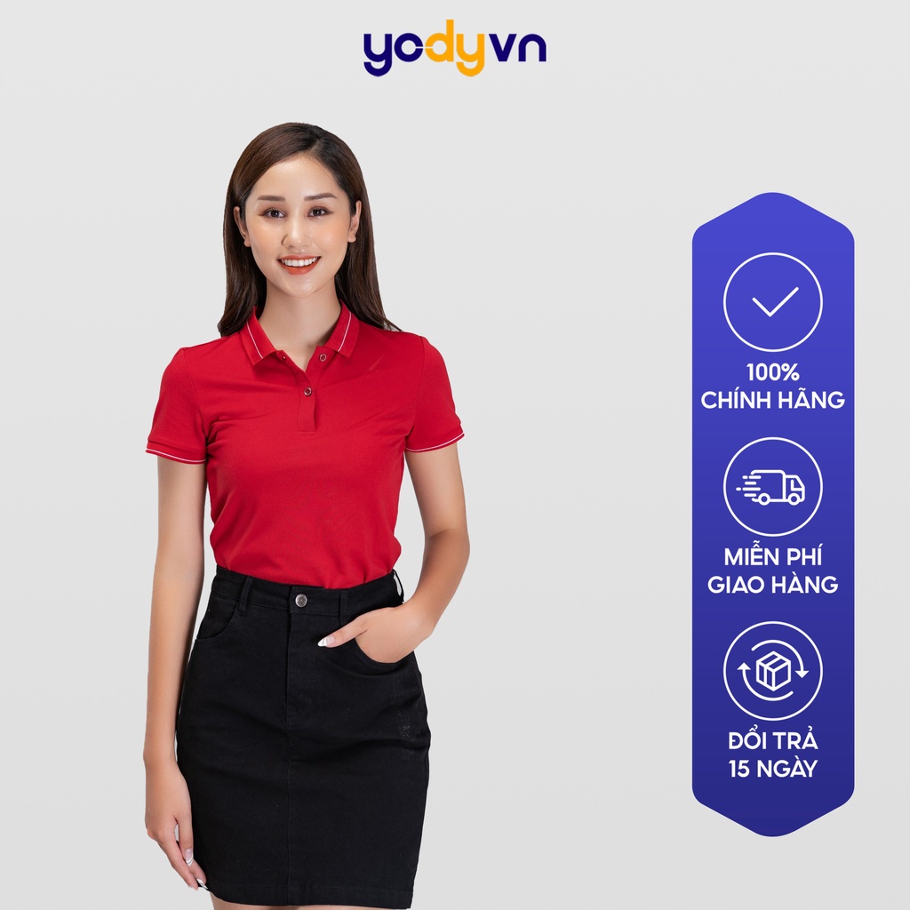 Áo Polo Yody nữ Bo kẻ Thun cộc tay chất liệu Cafe Thấm hút Mềm mịn APN3890