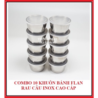Bộ 10 Khuôn Làm Bánh Inox 304 Có Nắp ( 7cm ) Làm Bánh Flan , Rau Câu , Cupcake, Làm Đá Không Gỉ