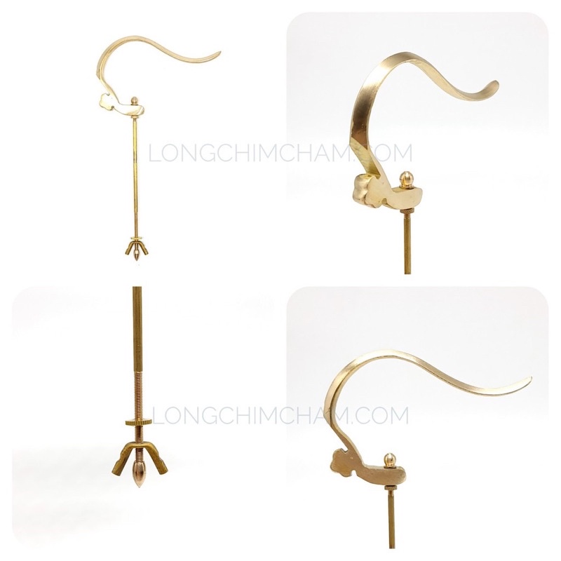 Móc chống xoay chất liệu đồng treo lồng mào, mi, chòe cao cấp siêu bền tặng kèm 3 nẹp đồng
