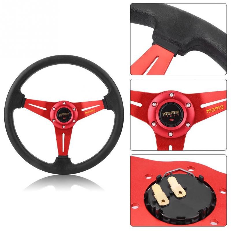 [ELE]Vô lăng xe đua 350mm 14inch king kim loại bọc da PU kèm bộ phụ kiện | BigBuy360 - bigbuy360.vn