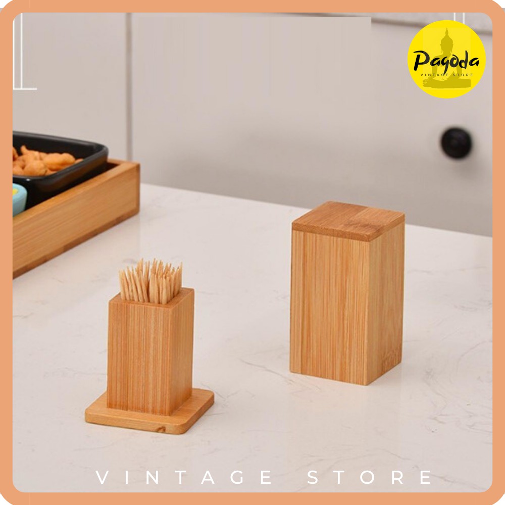 Lọ hộp đựng tăm tre decor