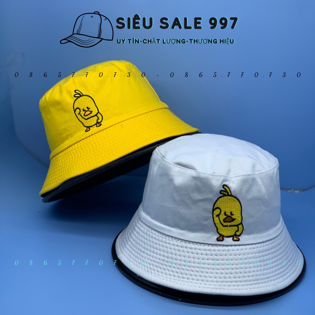 MŨ BUCKET ĐỘI 2 MẶT THÊU CHÚ VỊT SIÊU DỂ THƯƠNG UNISEX THỜI TRANG NAM NỮ