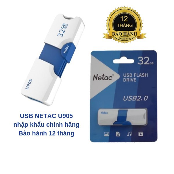 Mới Về - USB NETAC U905 32GB, Chuẩn 2.0 - Bảo hành chính hãng 60 tháng