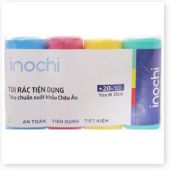 Lô 4 cuộn túi rác Inochi tiện dụng 25L (nhiều màu)