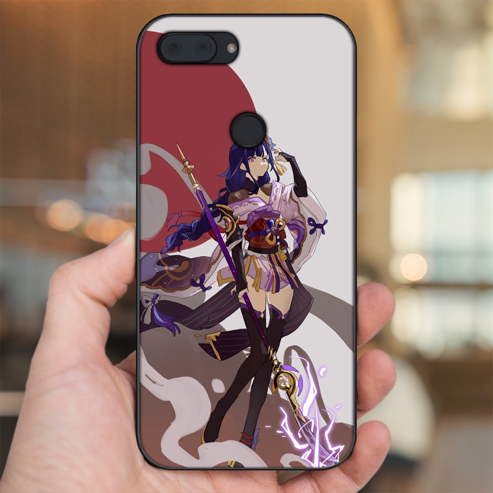Ốp lưng Xiaomi Mi 8 Lite viền đen in hình Raiden Shogun Genshin Impact