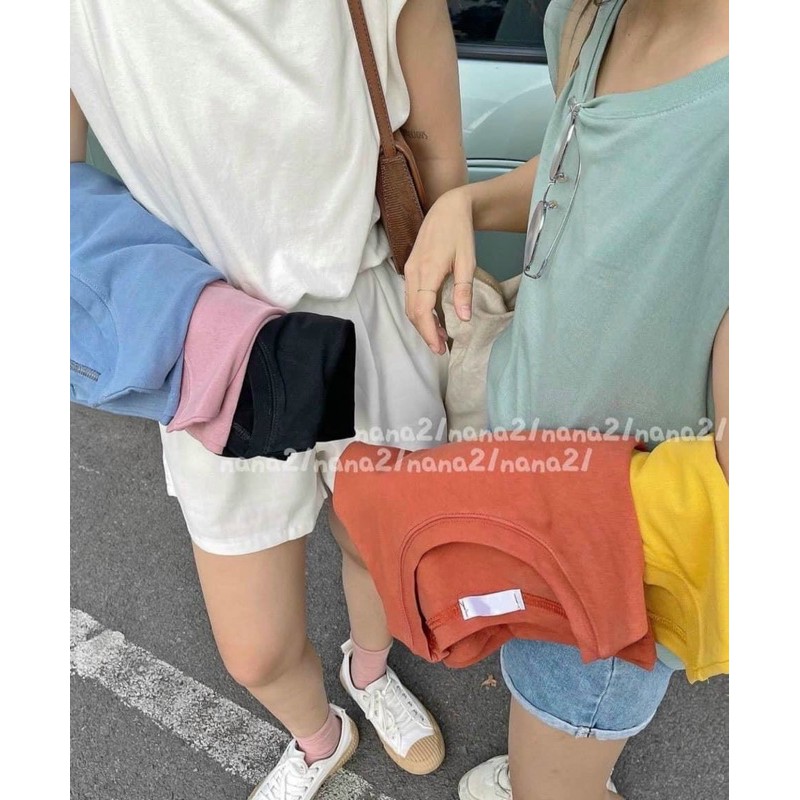 áo tanktop trơn from rộng kèm quây