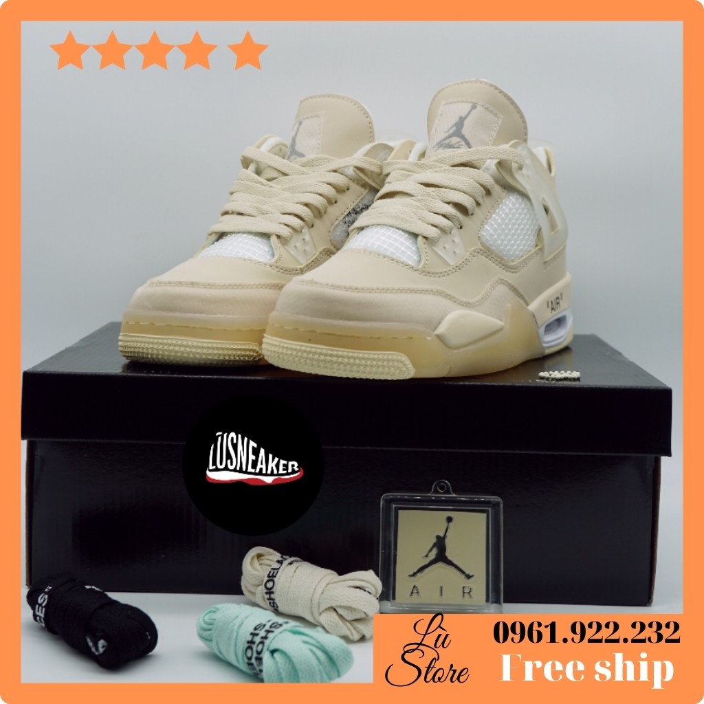 [FREESHIP+ẢNH THẬT] Giày sneaker Off W.hite /A.ir Jo.rdan 4 /C.ream/S.ail" OW/Lù Store | BigBuy360 - bigbuy360.vn