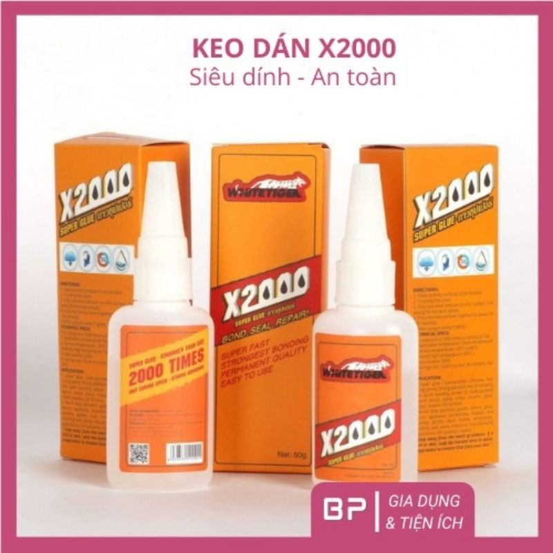 Keo Dán X2000 Siêu Dính, Keo Dán Đa Năng Dán Tất Cả Vật Liệu Bằng Gỗ, Thủy Tinh, Dán Nhựa An Toàn Với Da Tay (Dạng Nước)