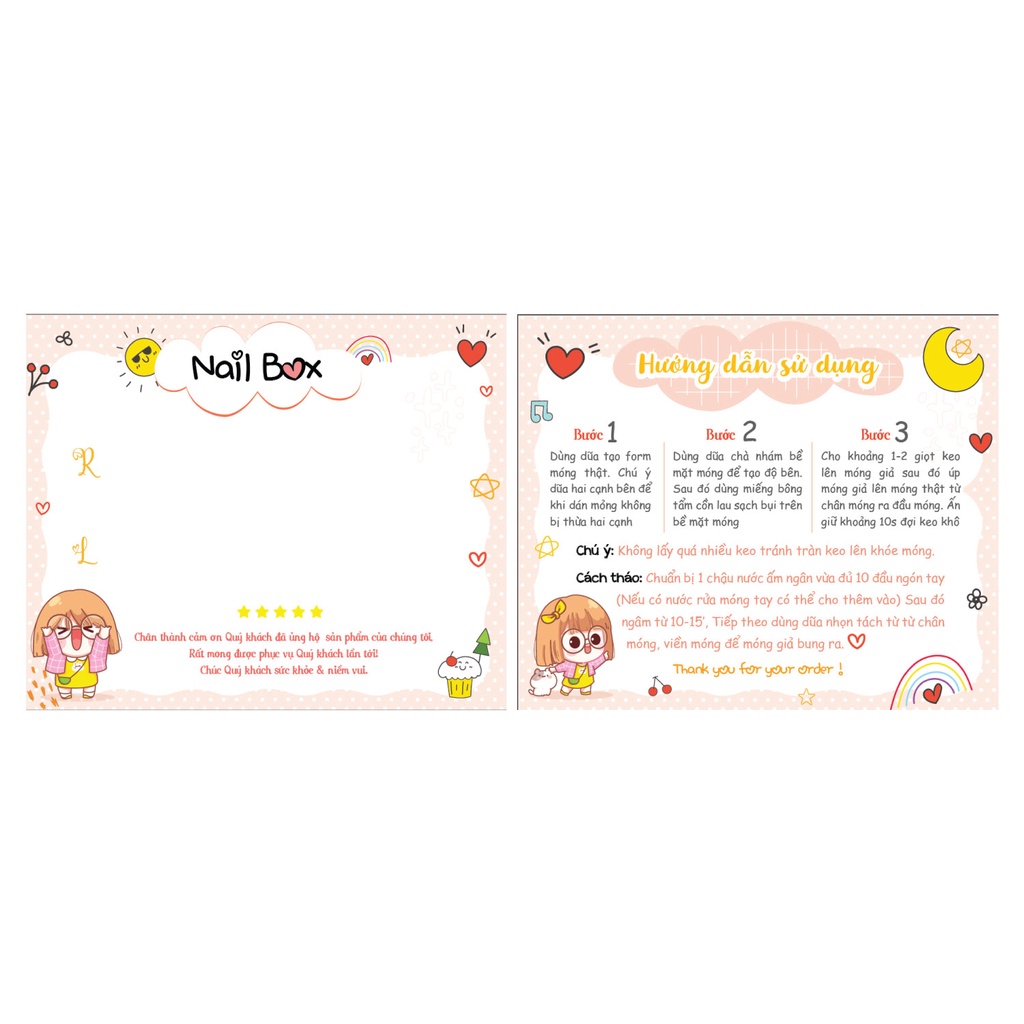Bìa  gắn móng giả, nail giả, 50 nhãn bìa cứng Kích thước 9x11cm   MẪU 4