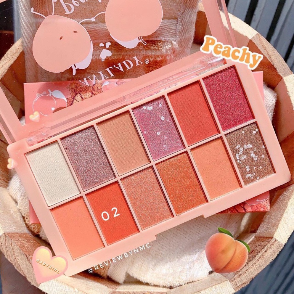Phấn mắt 12 ô quả đào ANYLADY beach blush tone cam hồng nhũ . Hot | BigBuy360 - bigbuy360.vn