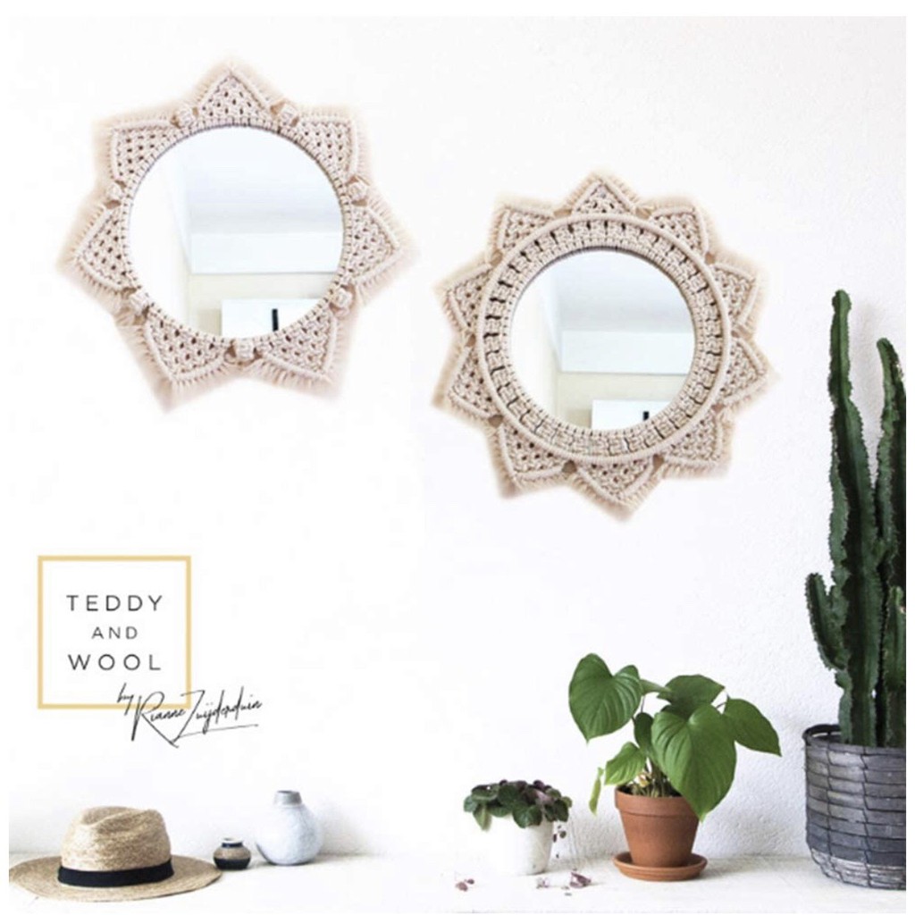 [Giá sỉ] Gương đan hoaGương treo tườngGương mặt trờiGương trang tríGương bỉhandmade DIY macrame