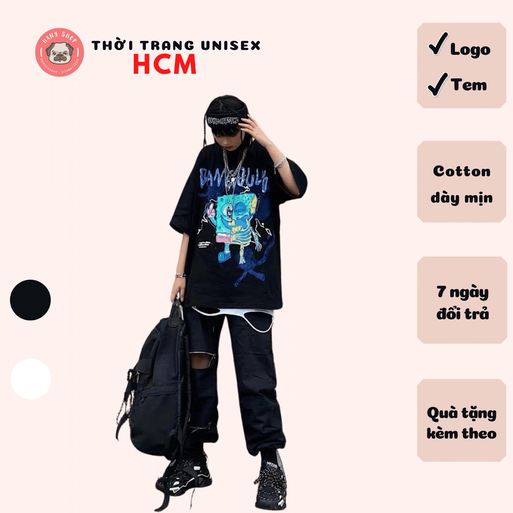 Áo thun tay lỡ form rộng nhân vật phô mai bọt biển, hình in to và cực đẹp, có size to(Big size), phong cách Unisex AL20