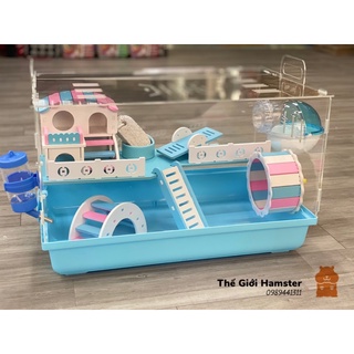 Lồng mica khay nhựa full phụ kiện cho Hamster