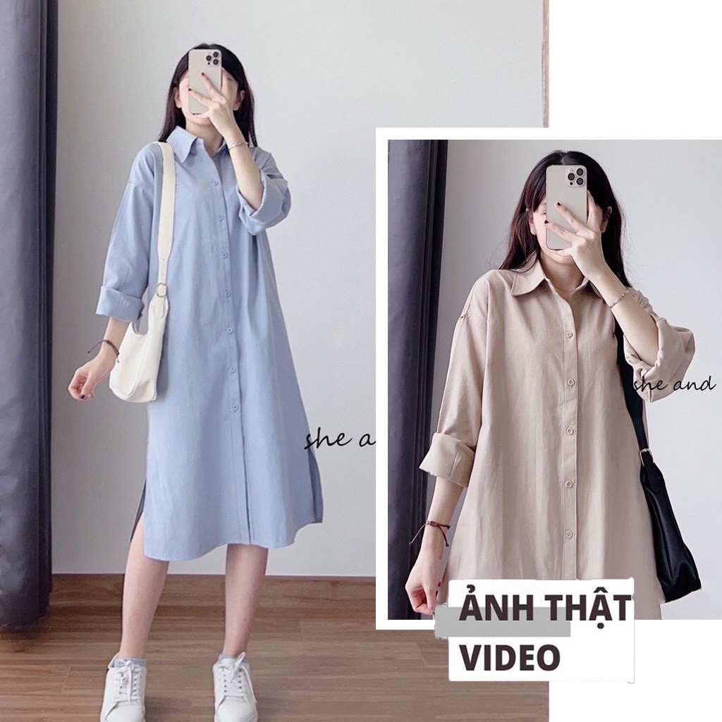 (SALE TẬN GỐC) Đầm Sơ Mi Basic Đi Học Đi Làm Cho Nữ Chất Cotton Mềm Đứng Form Ba Màu Siêu Xinh (Ảnh Thật Tự Chụp)
